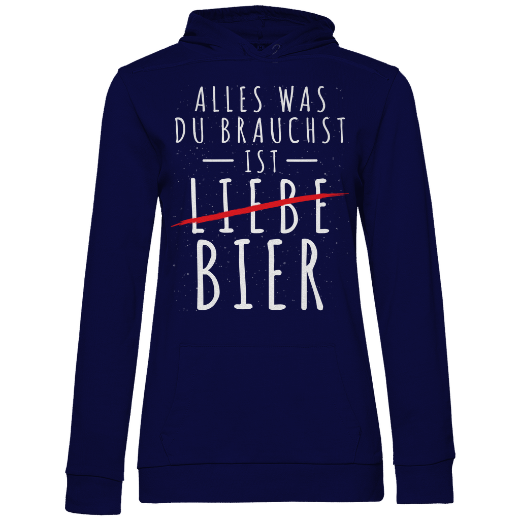Alles was du brauchst ist Bier - Damen Hoodie Navy Blue