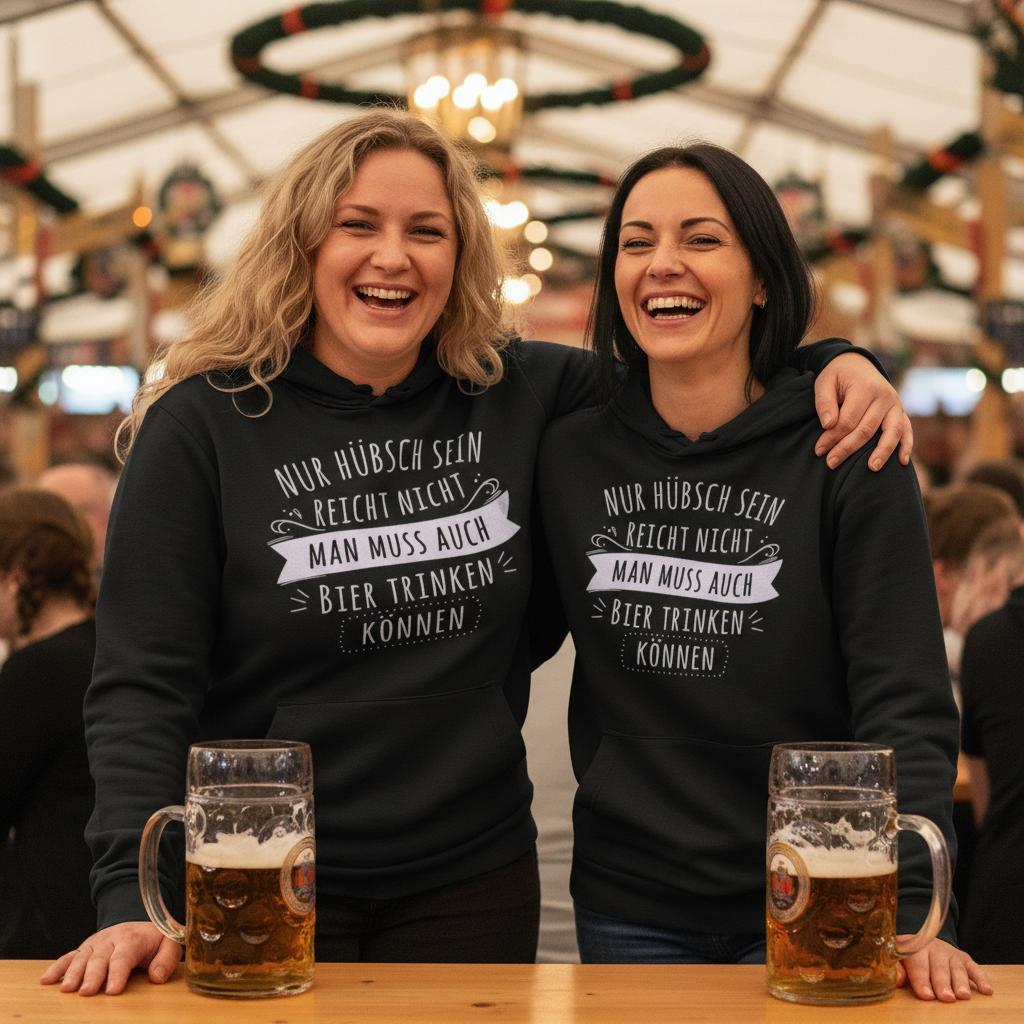 Nur hübsch sein reicht nicht Bier trinken - Damen Hoodie
