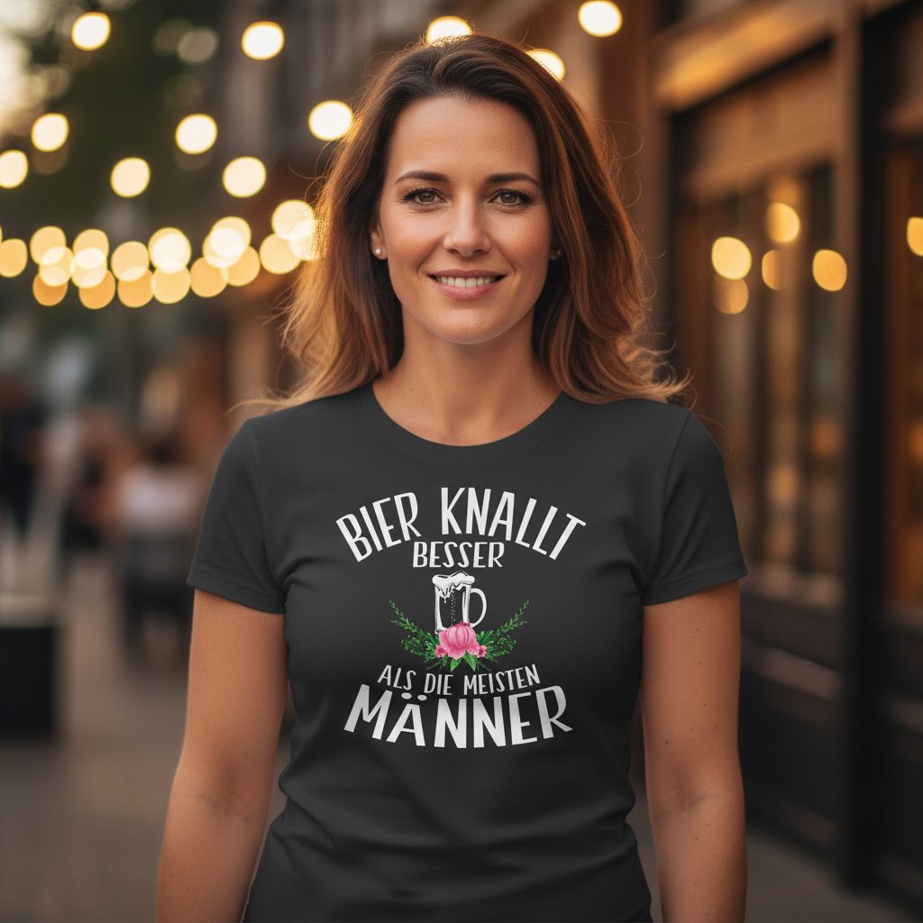Bier knallt besser als die meisten Männer - Damenshirt