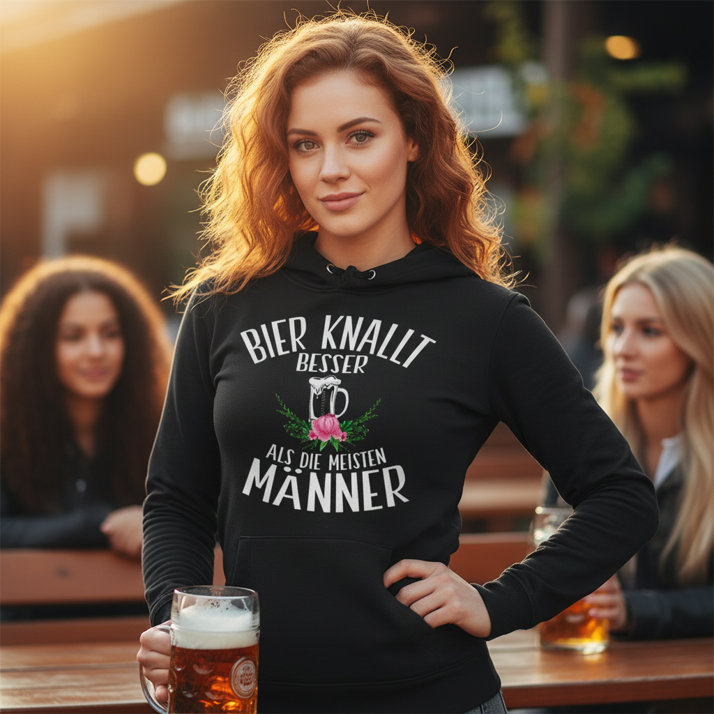 Bier knallt besser als die meisten Männer - Damen Hoodie