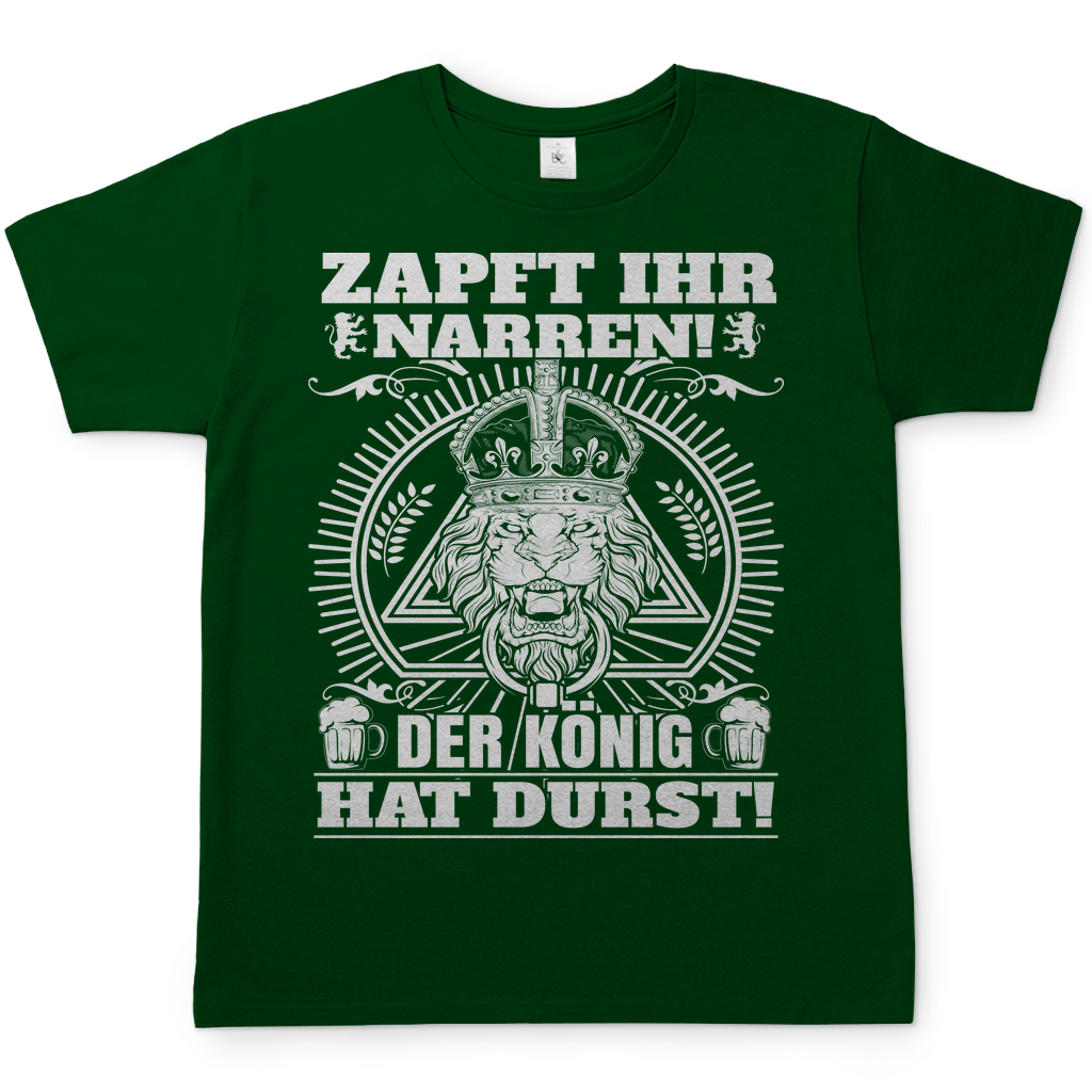 Bottle Green T-Shirt Herren mit Bier König DER KÖNIG HAT DURST Löwen Motiv, Frontansicht