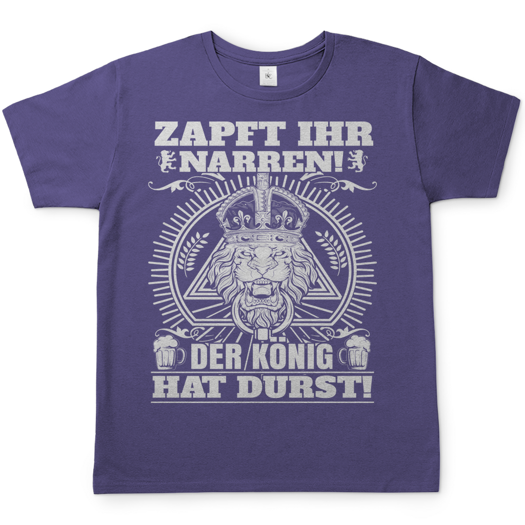 Millennial Lilac Herren Shirt mit ZAPFT IHR NARREN Bier Party Motiv und Krone, Frontansicht