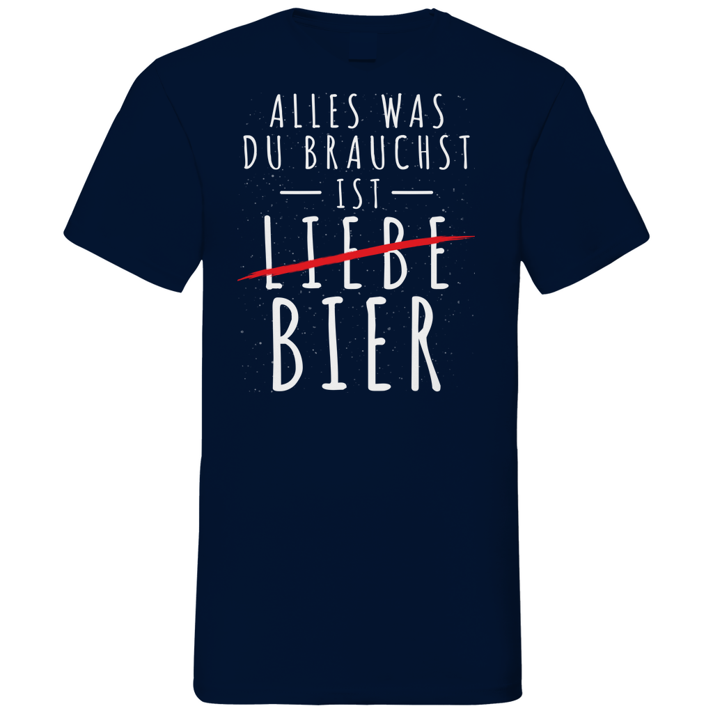 Alles was du brauchst ist Bier - Herren V-Neck Shirt Navy