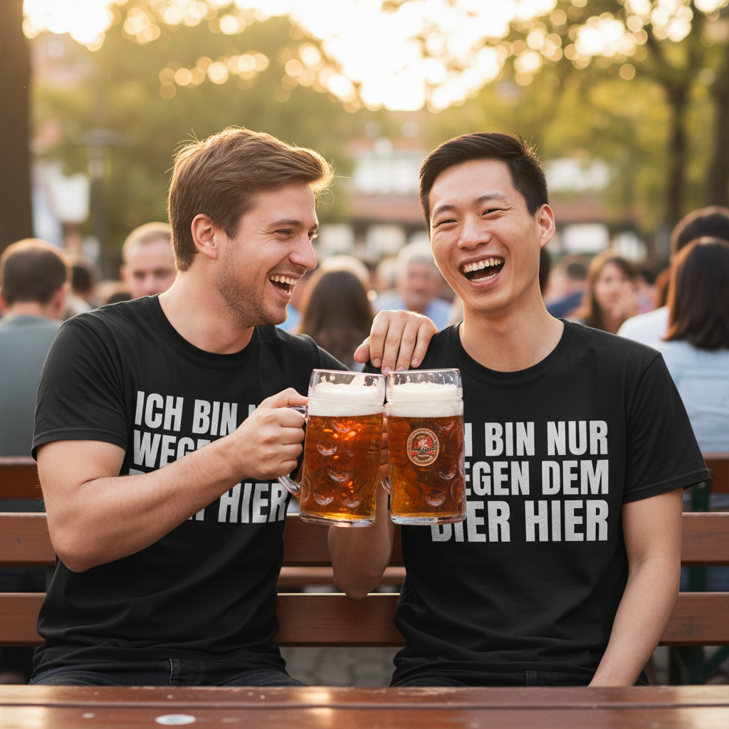 Ich bin nur wegen dem Bier hier - Herren Shirt