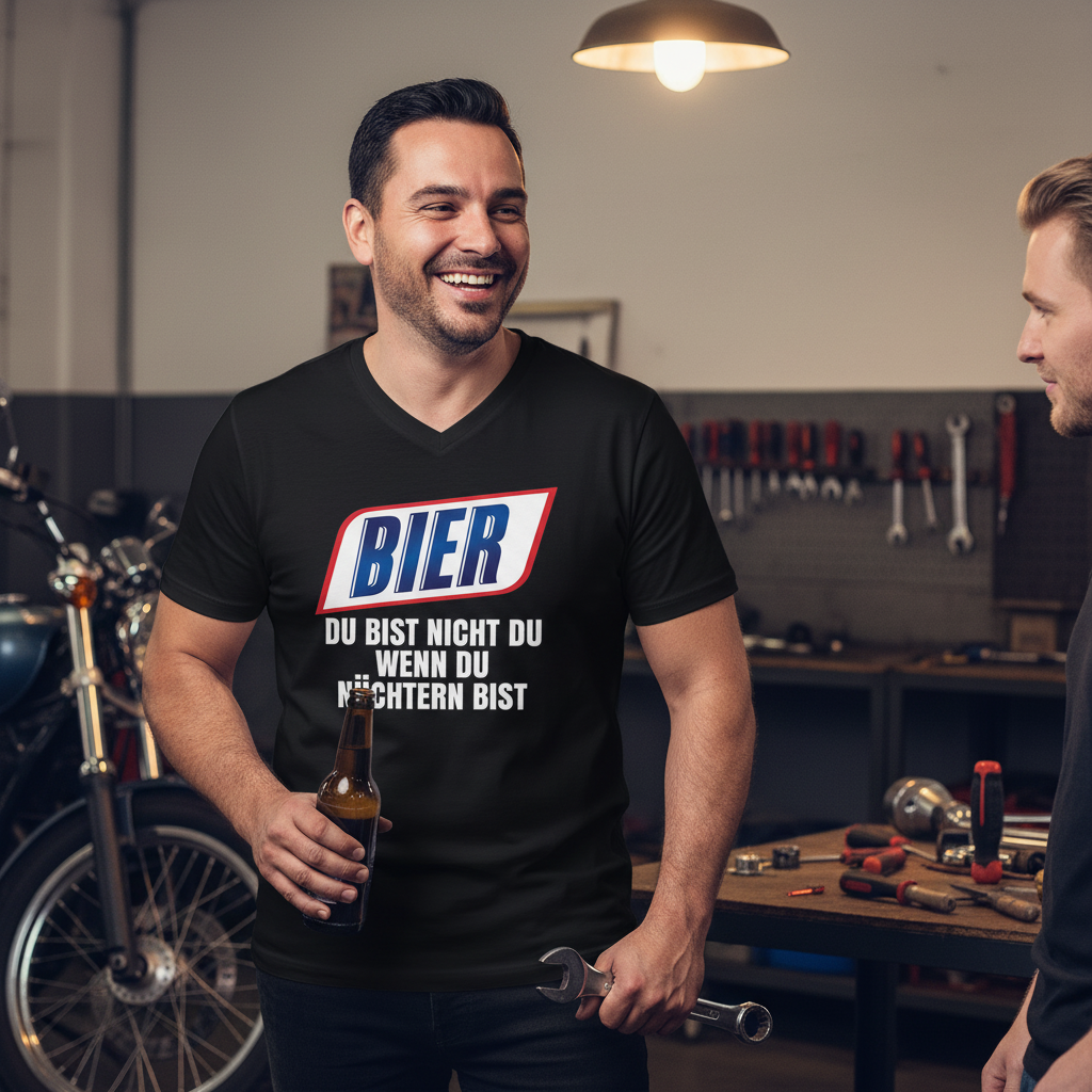 Bier du bist nicht du wenn du nüchtern bist - Herren V-Neck Shirt