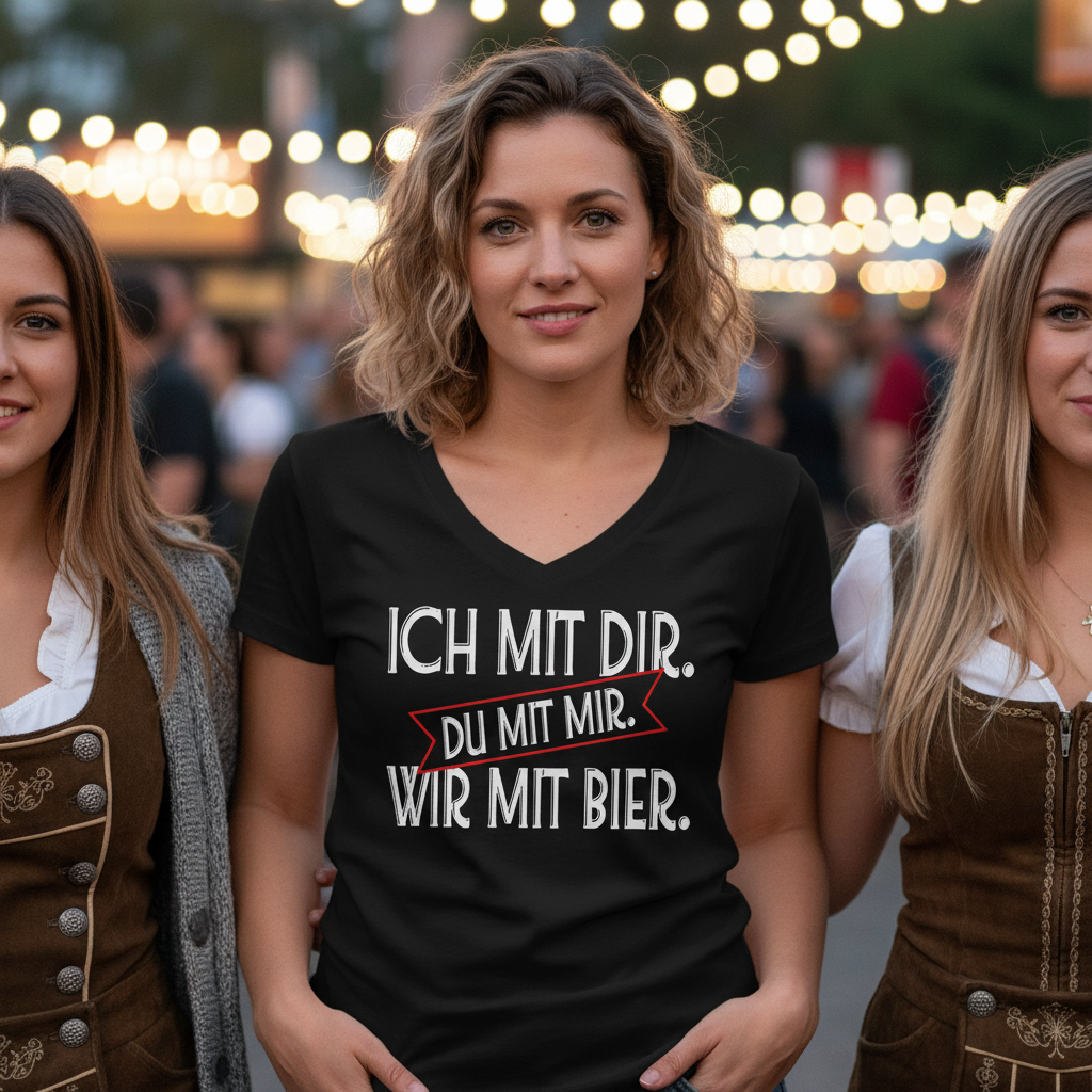 Ich mit dir. Du mit mir. Wir mit Bier. - V-Neck Damenshirt
