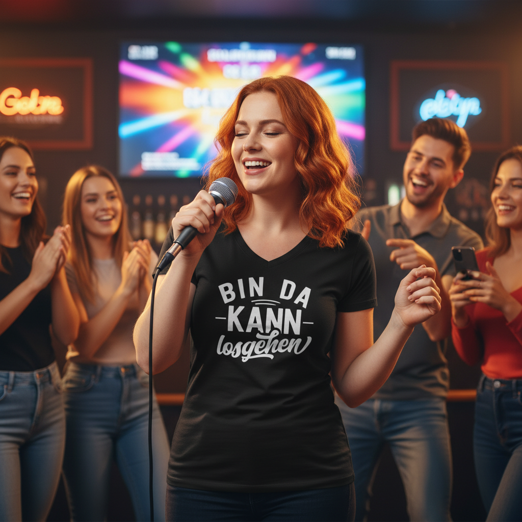 Bin da kann losgehen - V-Neck Damenshirt