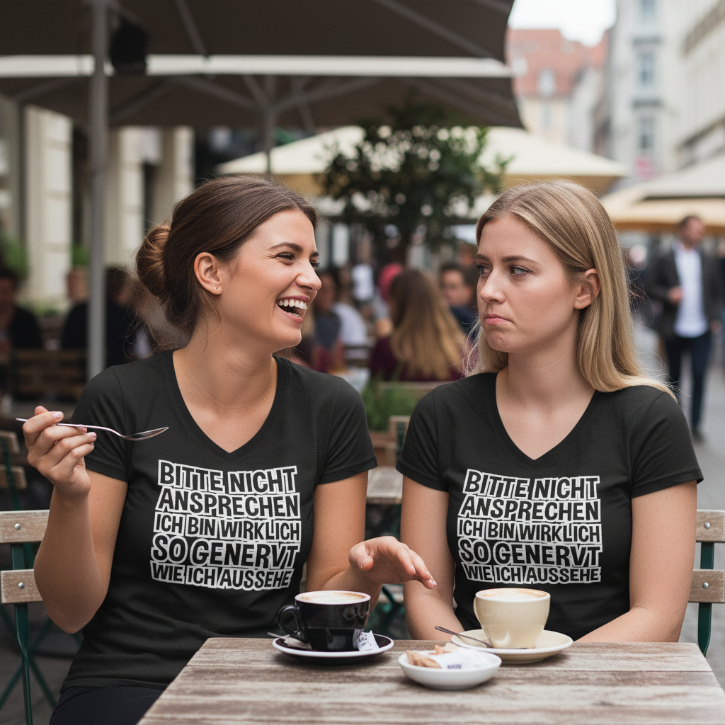Bitte nicht ansprechen ich bin genervt - V-Neck Damenshirt