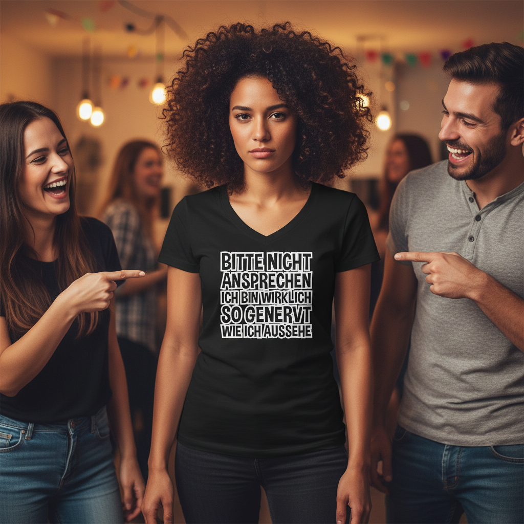 Bitte nicht ansprechen ich bin genervt - V-Neck Damenshirt