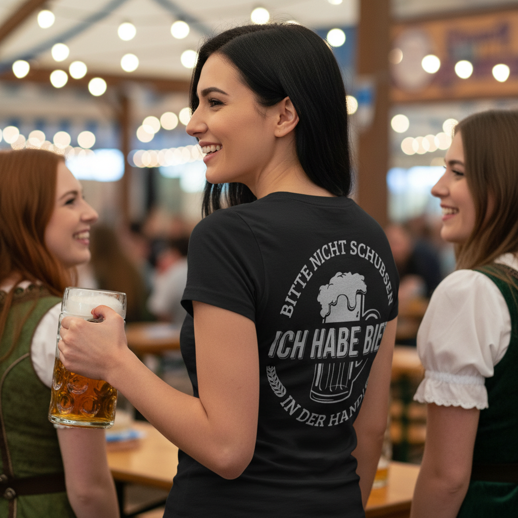 Bitte nicht schubsen ich habe Bier in der Hand - Damenshirt