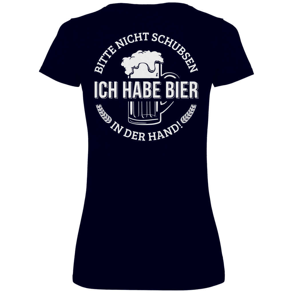 Bitte nicht schubsen - V-Neck Damenshirt Deep Navy