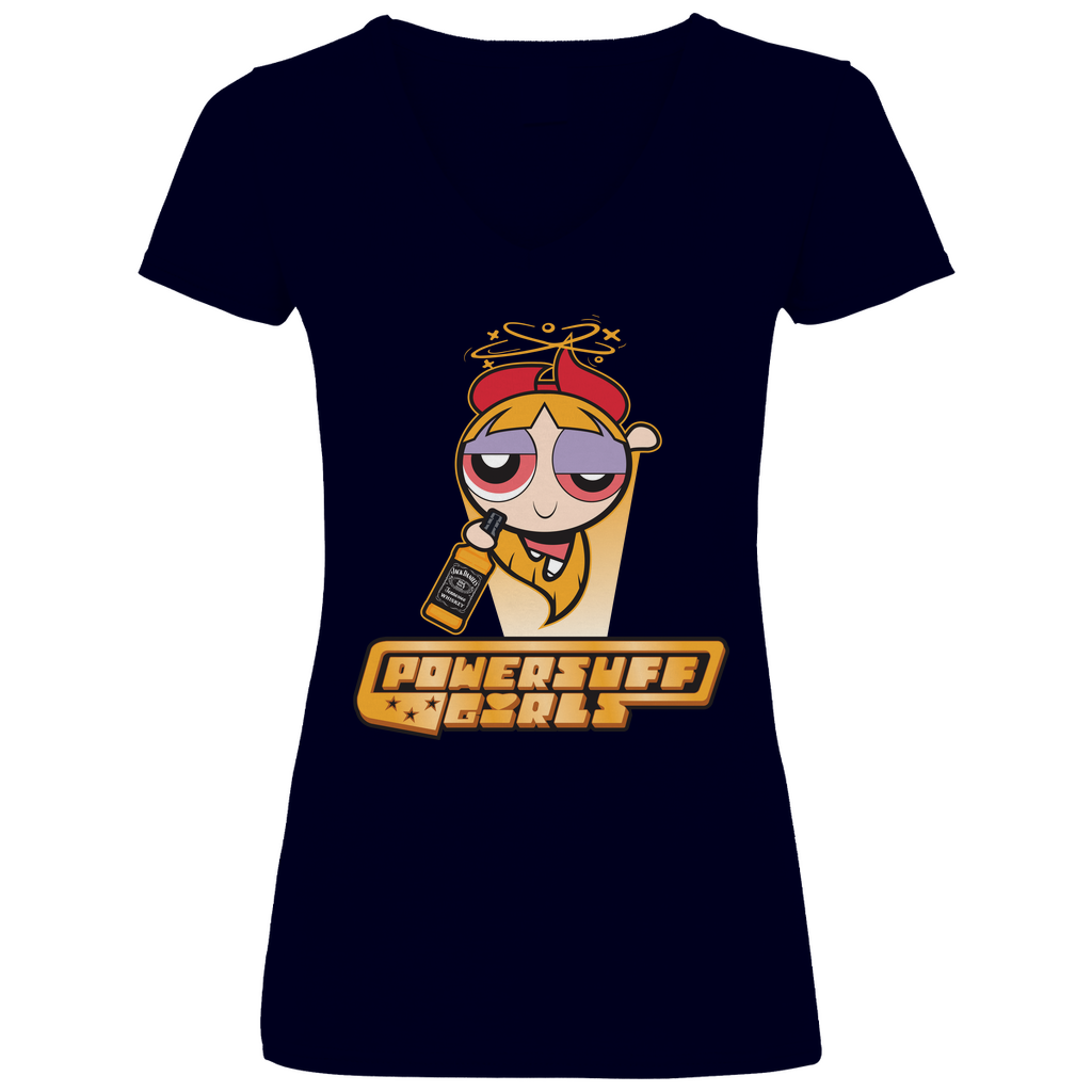 Blossom Powersuff Powerpuff Girls - V-Neck Damenshirt Deep Navy