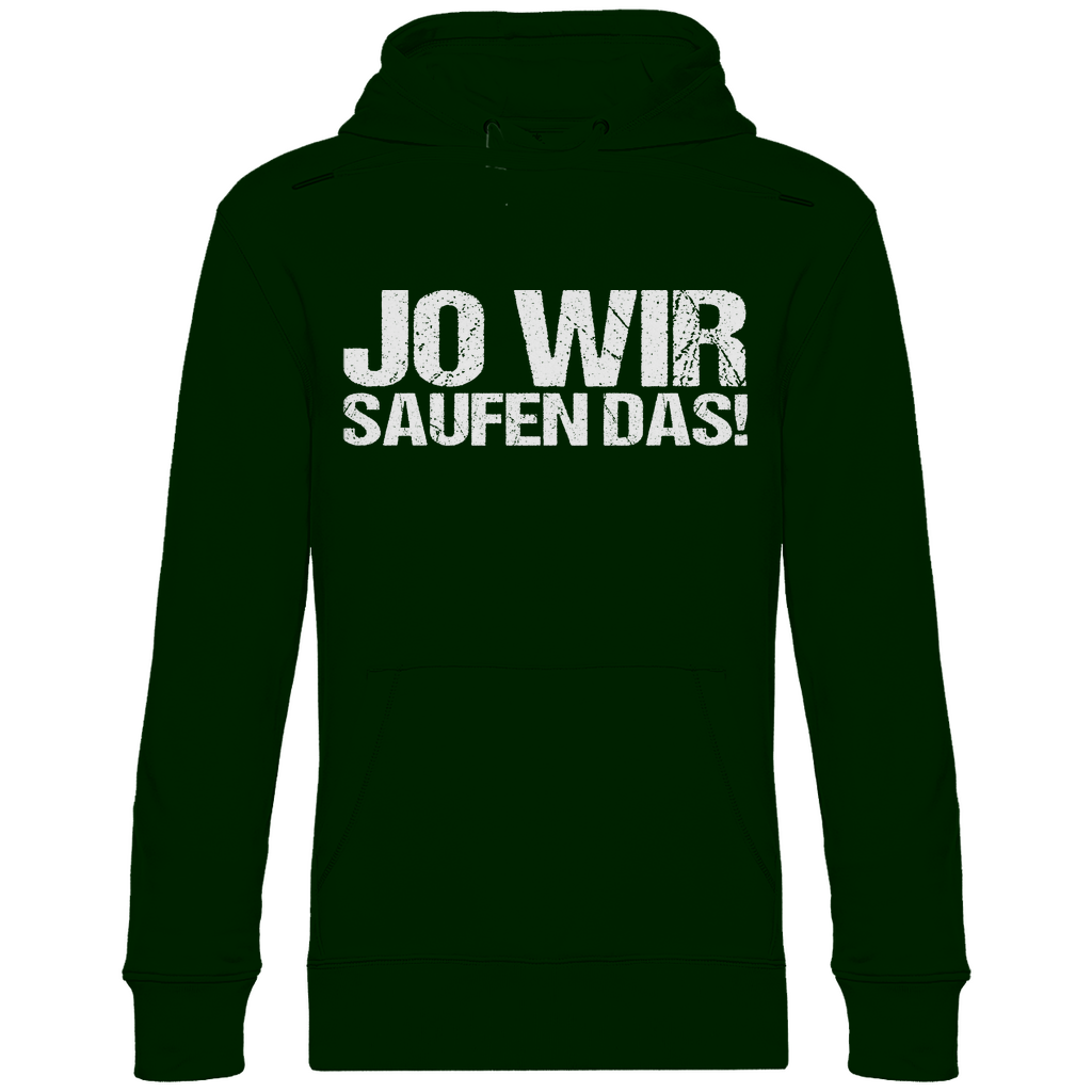 Waldgrüner Pullover mit Bob der Baumeister Parodie JO WIR SAUFEN DAS! Trinkspruch, Frontansicht