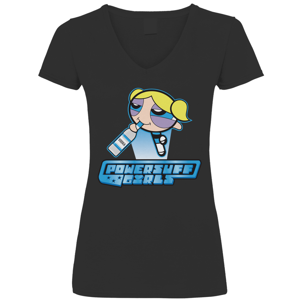 Bubbles Powersuff Powerpuff Girls - V-Neck Damenshirt Black