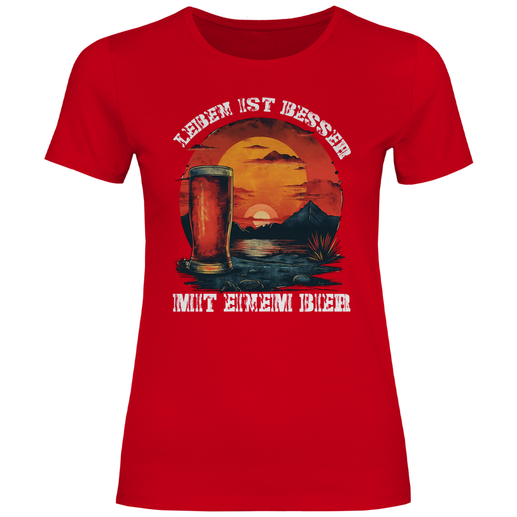 Leben ist besser mit einem Bier - Damenshirt Red