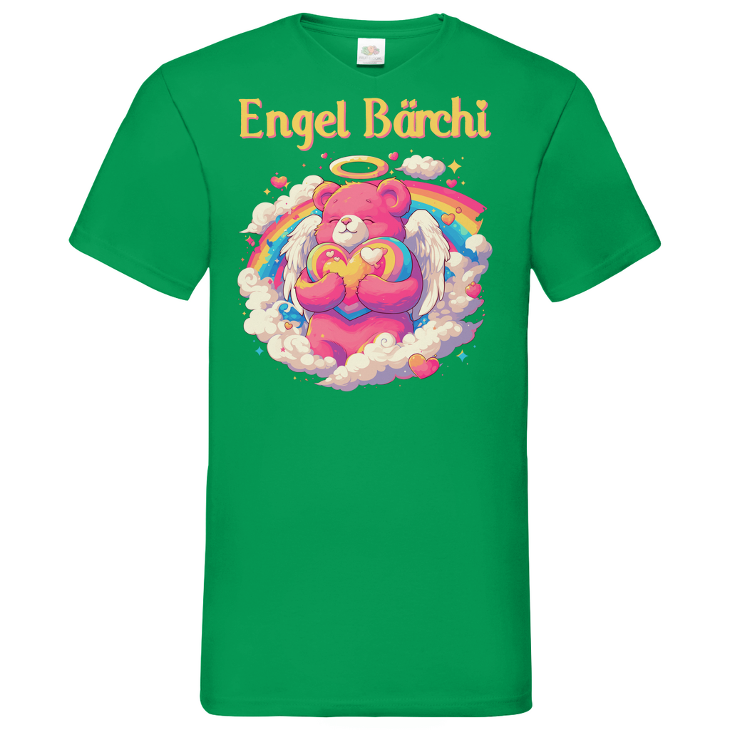 Engel Bärchi - Glücksbärchi - Herren V-Neck Shirt Kelly Green
