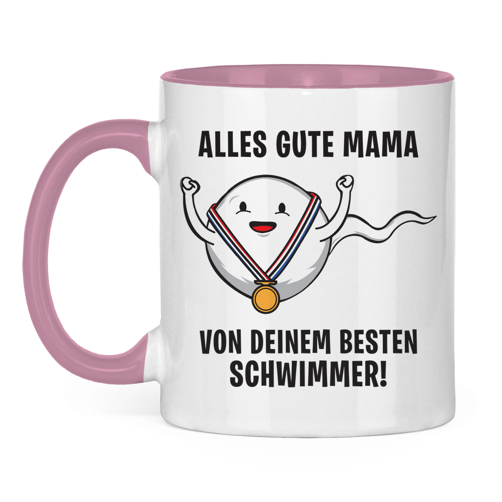 Alles gute Mama von deinem besten Schwimmer! - Tasse zweifarbig Pink