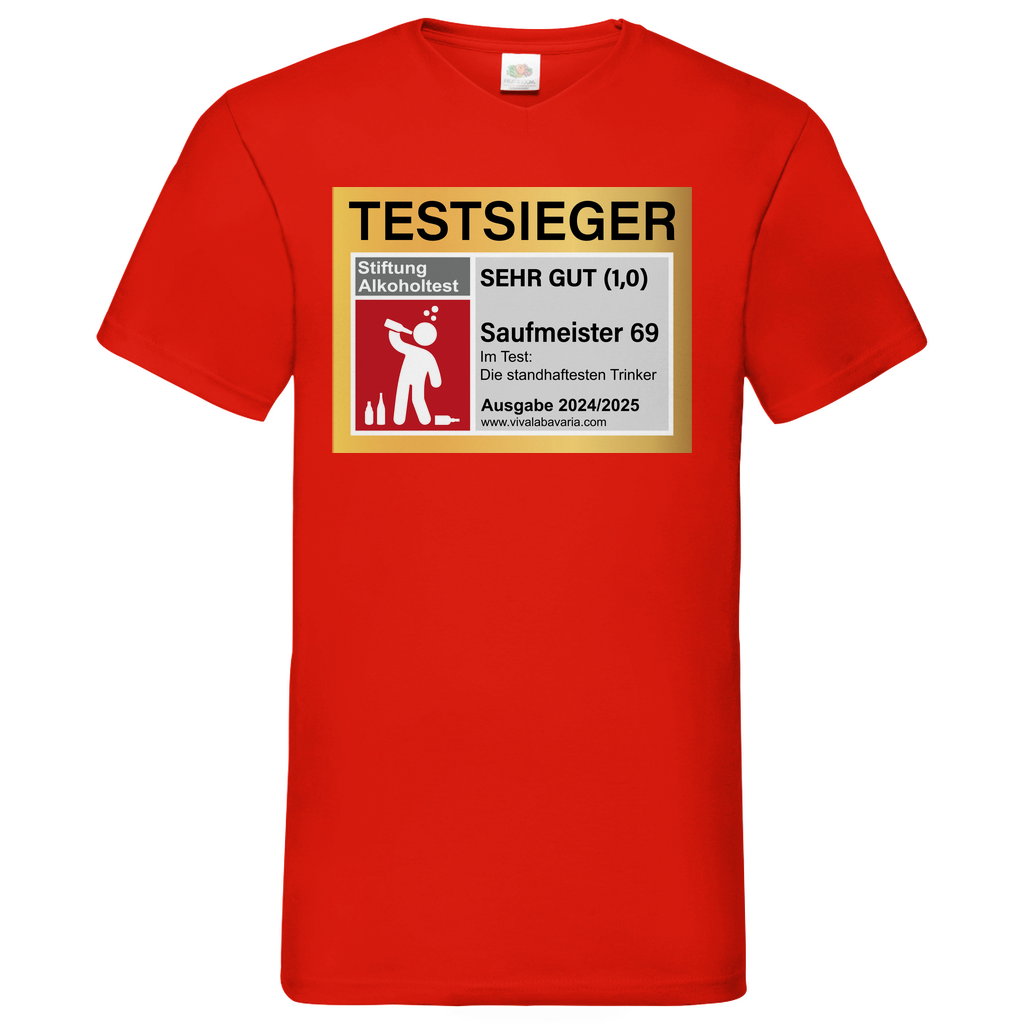 Testsieger Saufmeister 69 - Herren V-Neck Shirt Red
