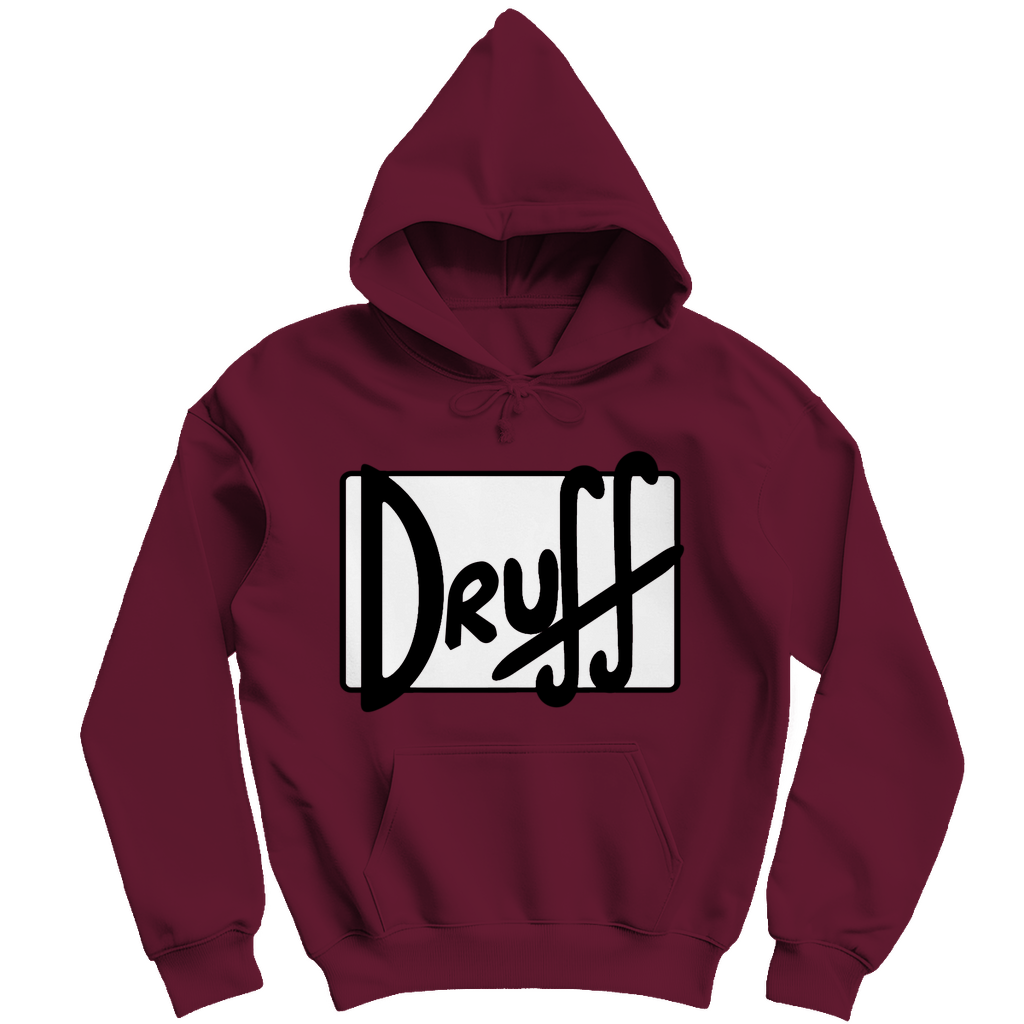 Herren Hoodie druff – Bold Retro Logo Design im Cartoon-Style Burgundy