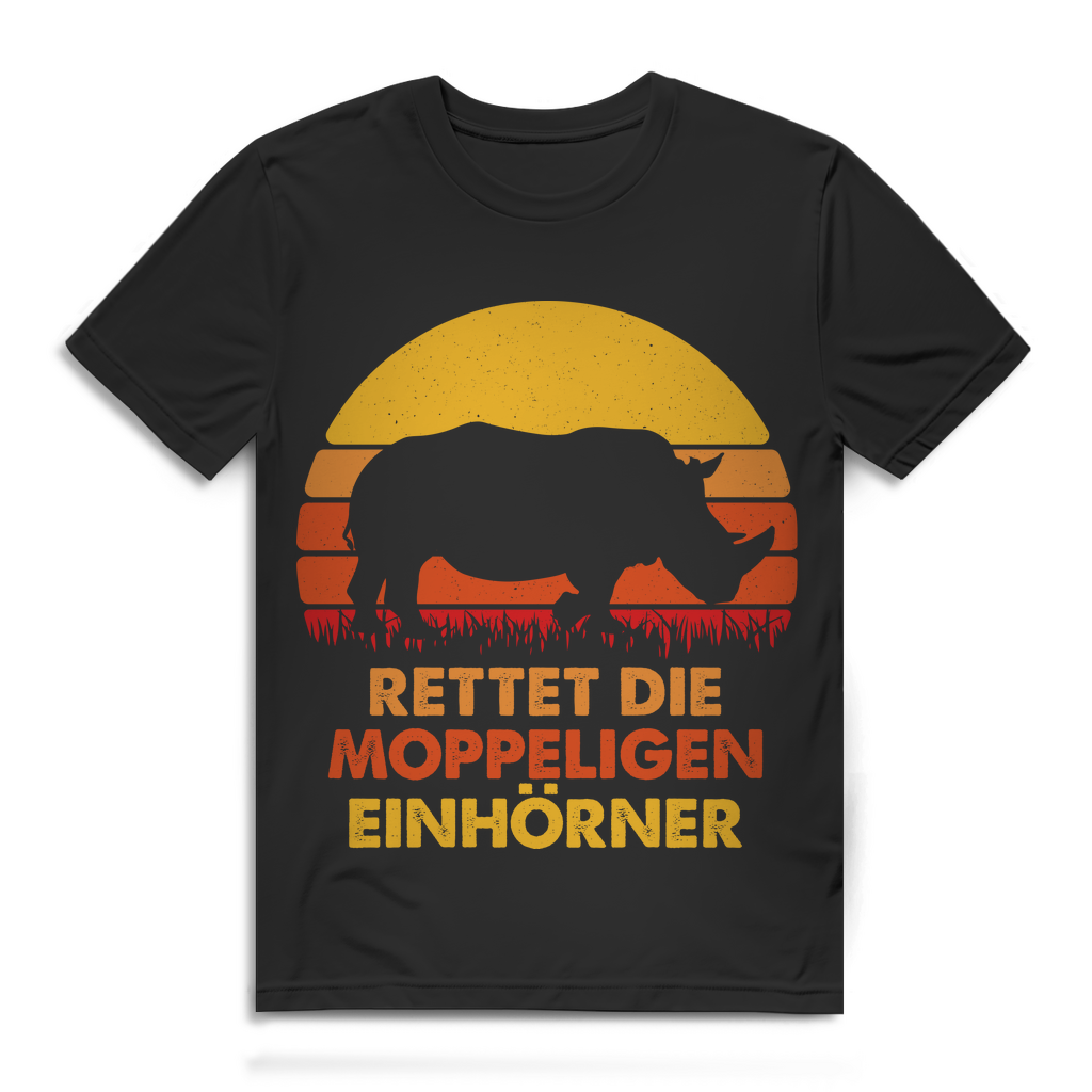 Nashorn Shirt Herren Lustig Rettet die moppeligen Einhörner Geschenk T-Shirt Black
