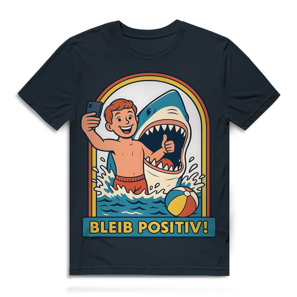 Bleib Positiv Hai Selfie Retro - Herren Premium Bio T-Shirt Dark Grey Solid