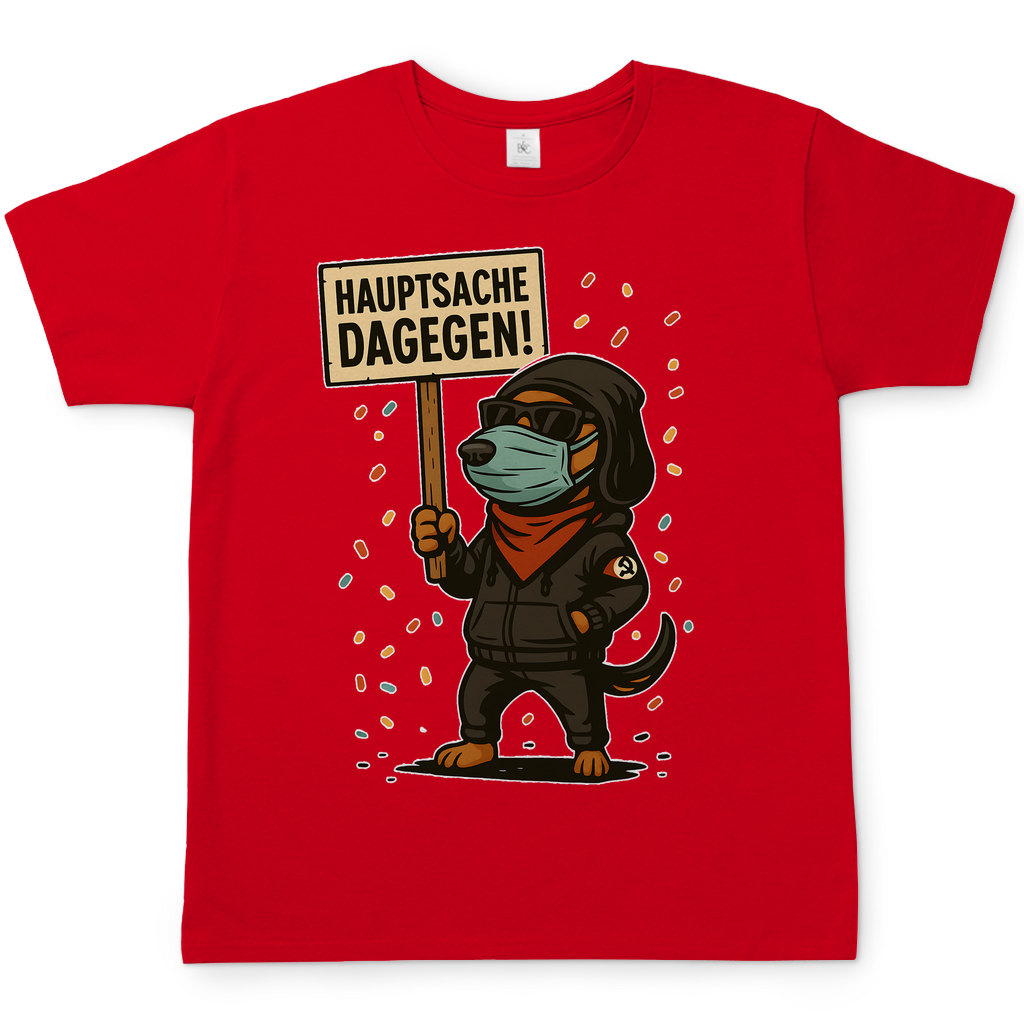 Hauptsache Dagegen Protest Dackel Hunde - Herren T-Shirt
