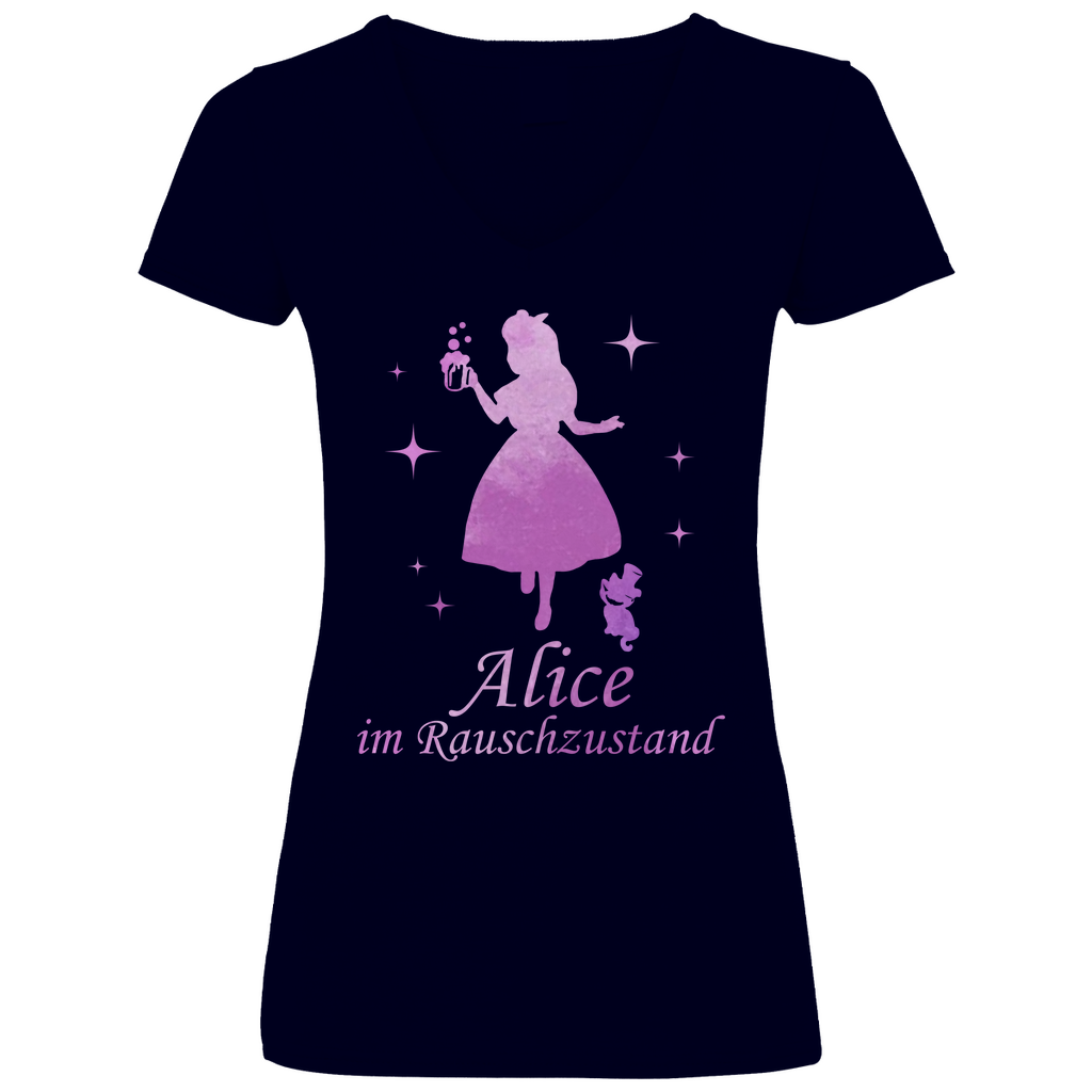 Alice im Rauschzustand - Prinzessin Aquarell - V-Neck Damenshirt Deep Navy