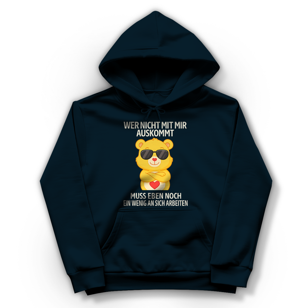 Damen Hoodie Muss an sich Arbeiten Glücksbärchi New French Navy