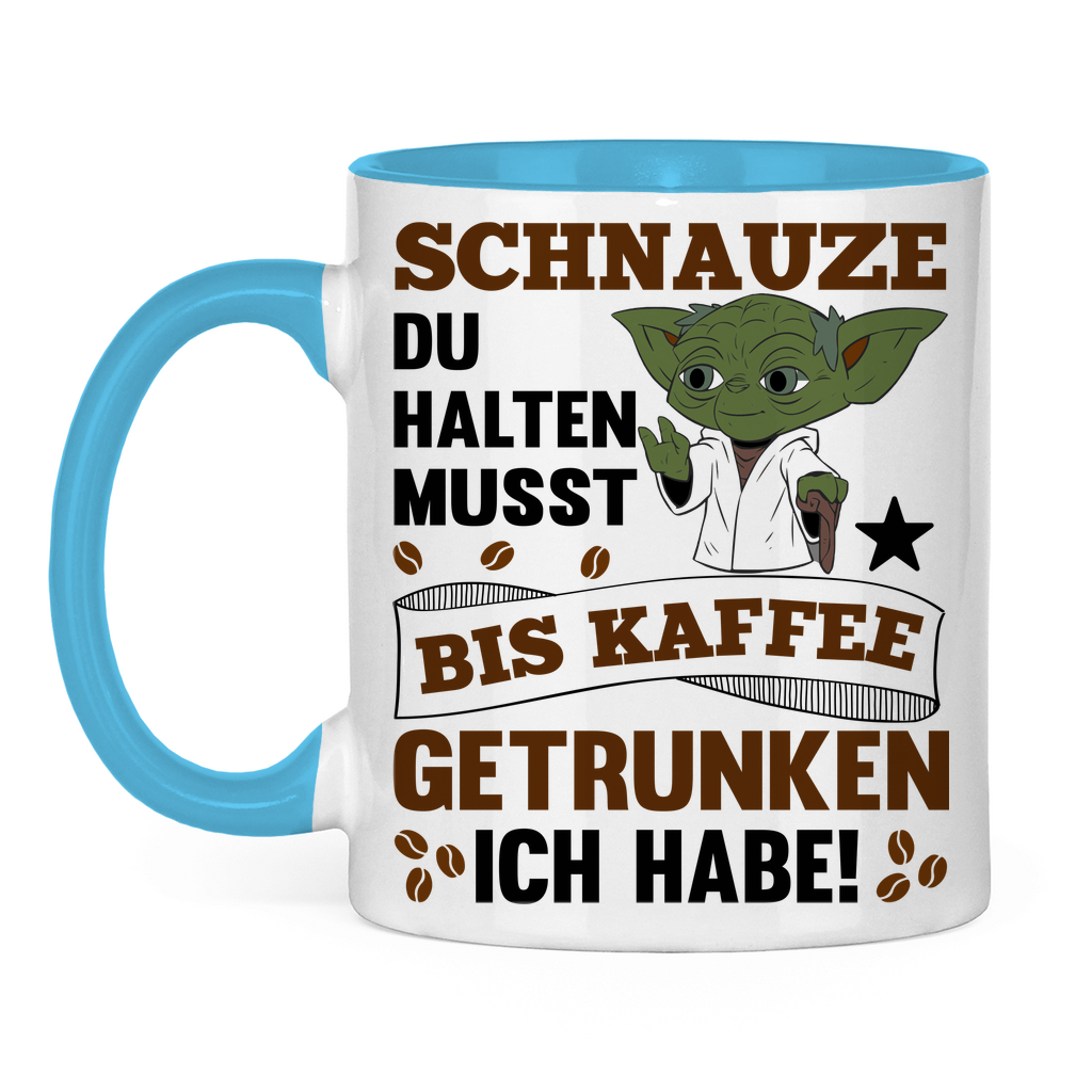Schnauze du halten musst bis Kaffee getrunken ich habe! Yoda - Tasse zweifarbig