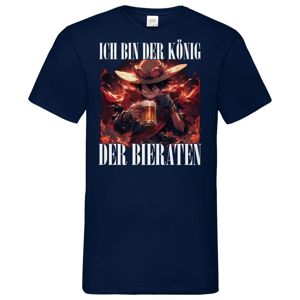 König der Bieraten - One Piece Ruffy - Herren V-Neck Shirt Navy