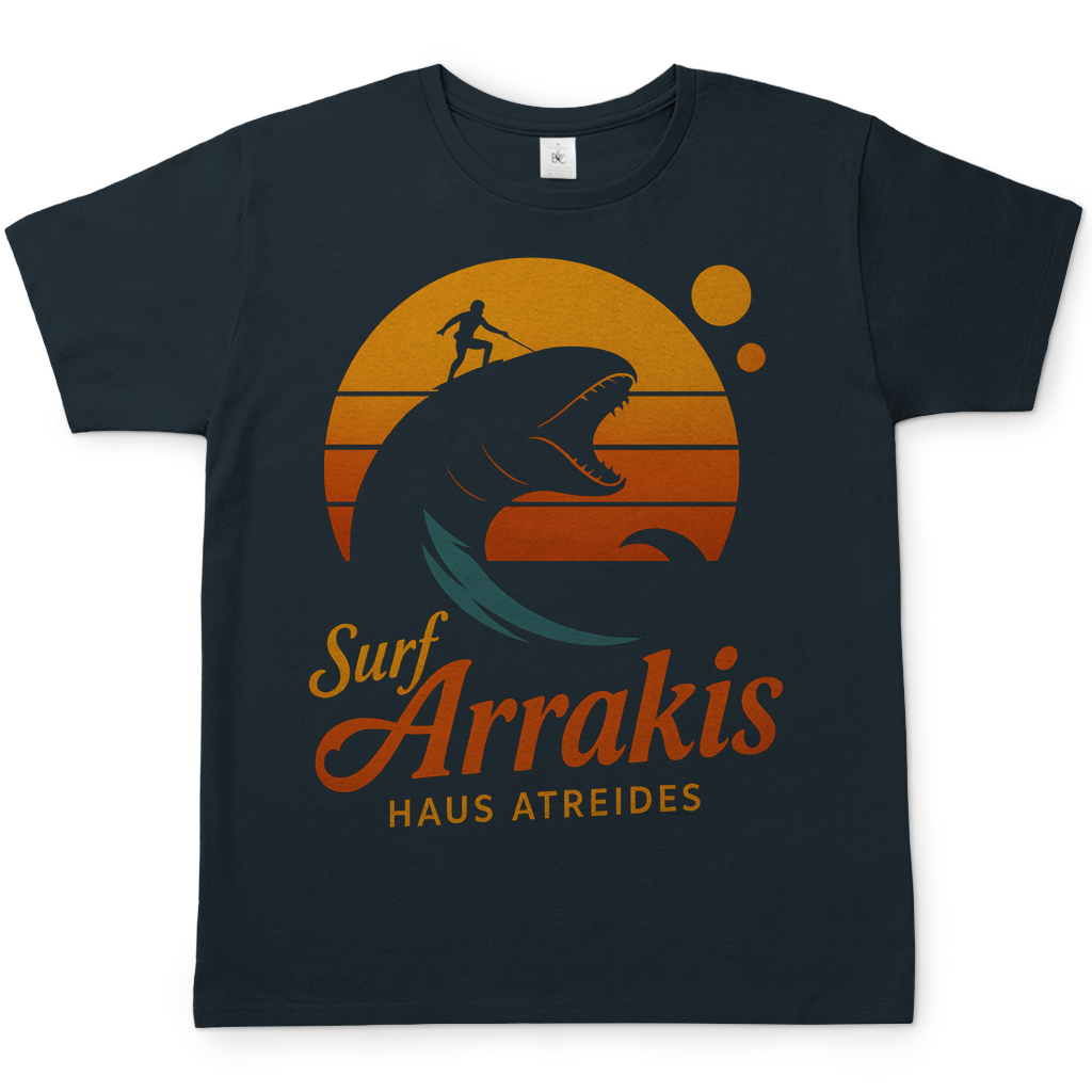 Surf Arrakis Sandwurm Retro Vintage Dune Haus Atreides - Herren T-Shirt