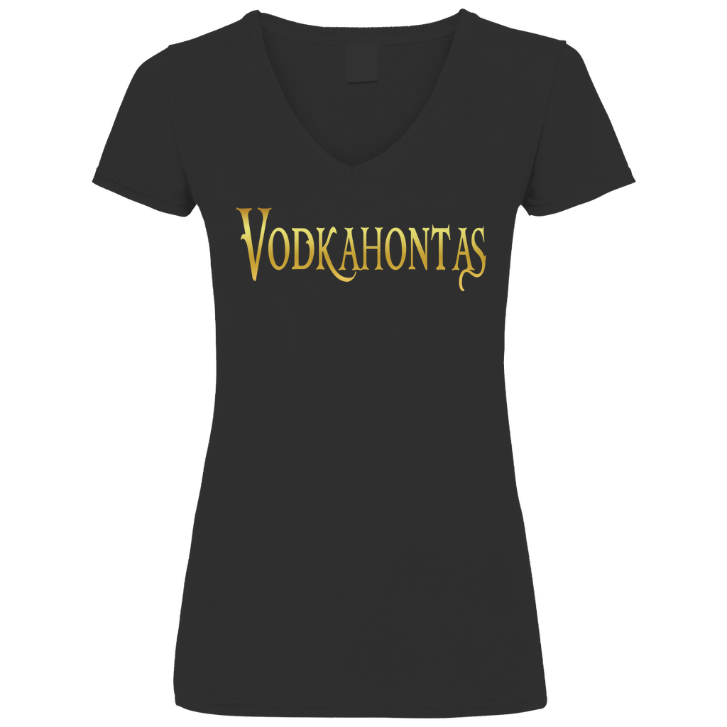 Vodkahontas - Prinzessin Gold - V-Neck Damenshirt Black