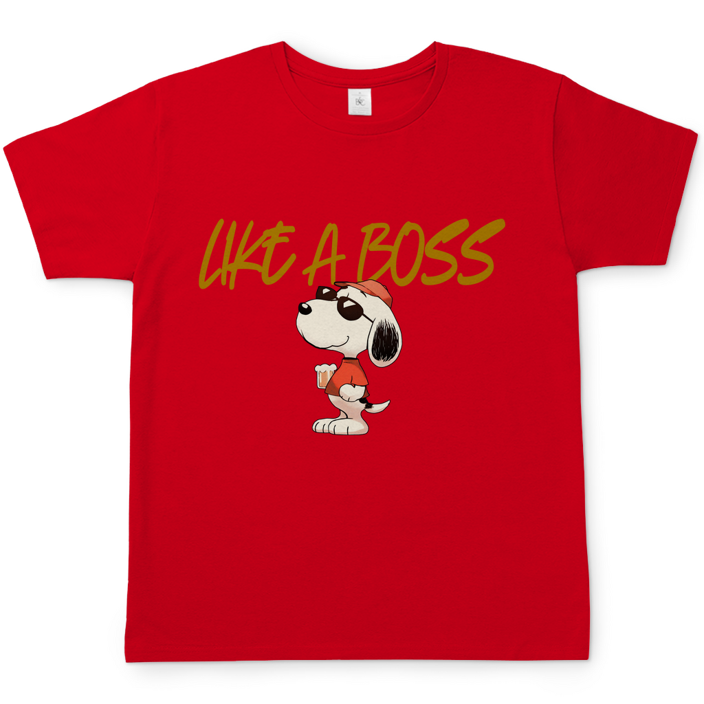 Peanuts Snoopy mit Bier Like a Boss - Herren Shirt Red