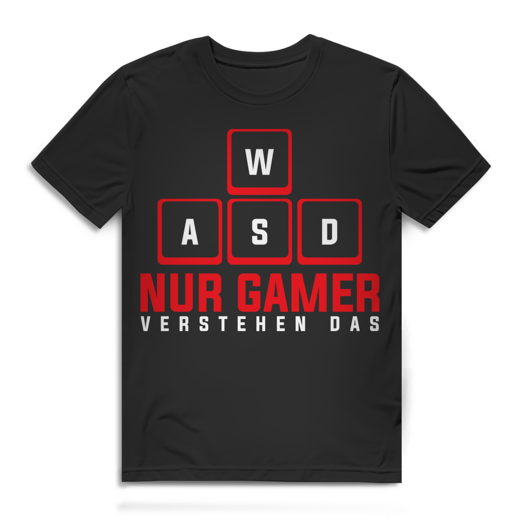Nur Gamer verstehen das – Herren T-Shirt mit klassischem WASD PC Steuerung Print Black