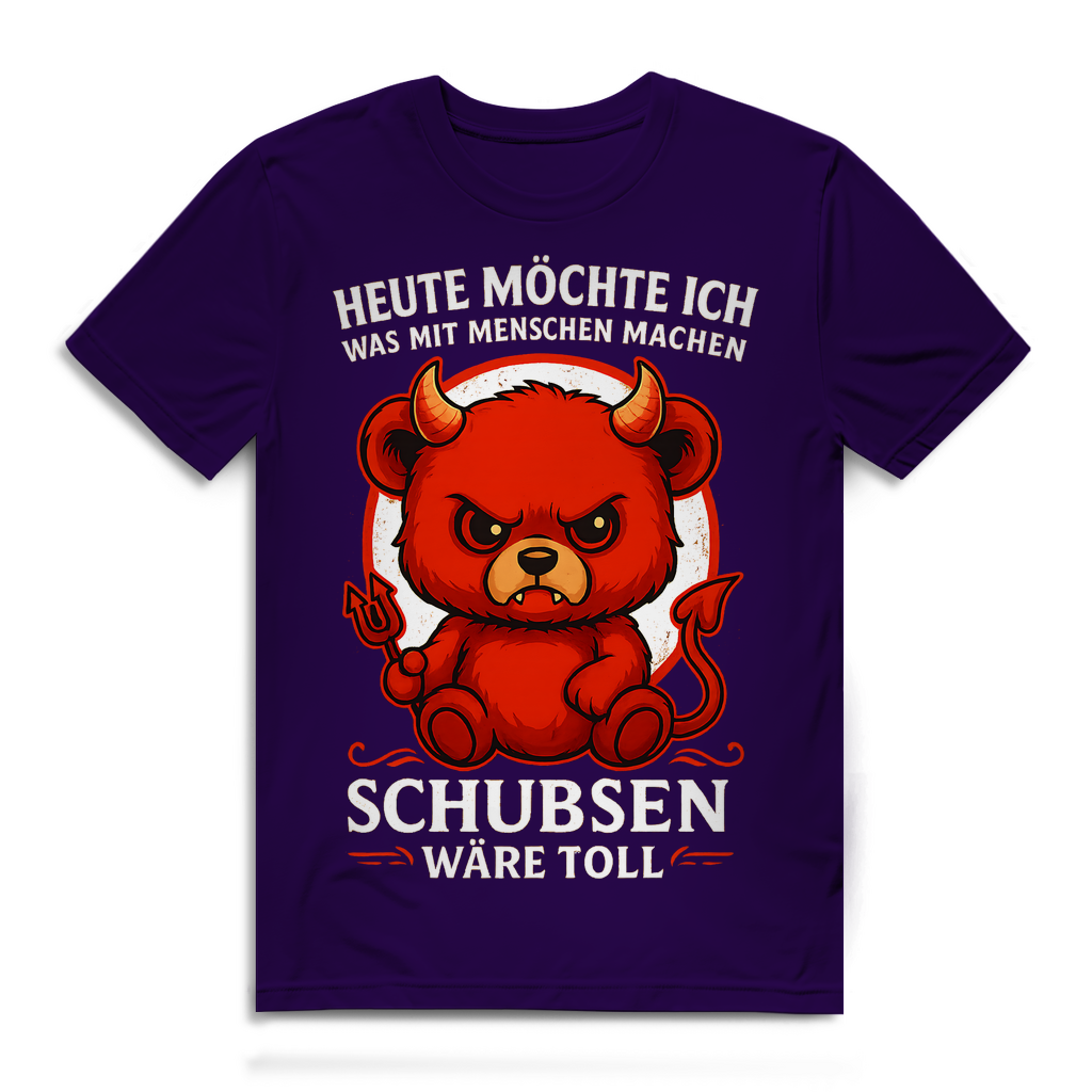 Heute möchte ich was mit Menschen machen Schubsen wäre toll Herren Premium Bio T-Shirt Urban Purple