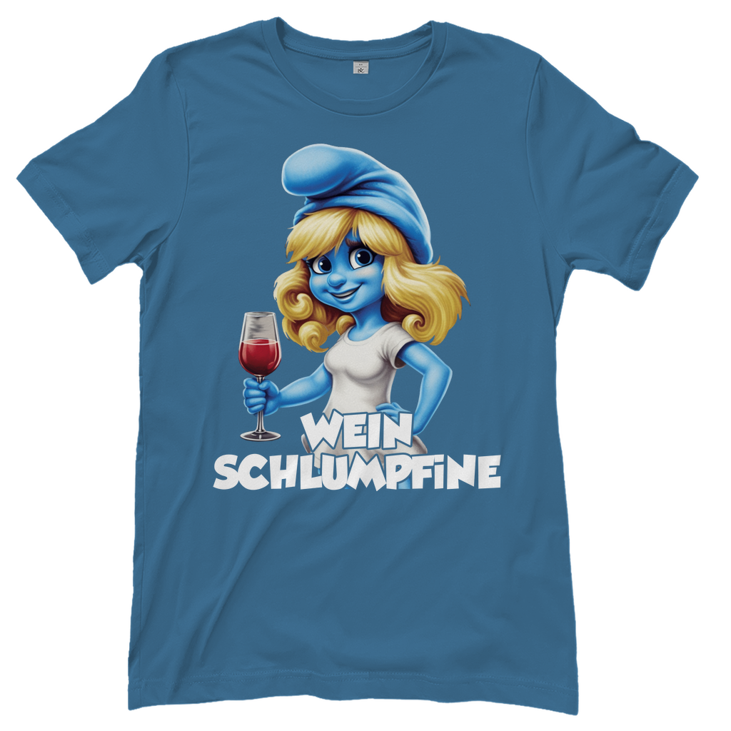 Wein Schlumpfine Grafik - Damenshirt Stone Blue
