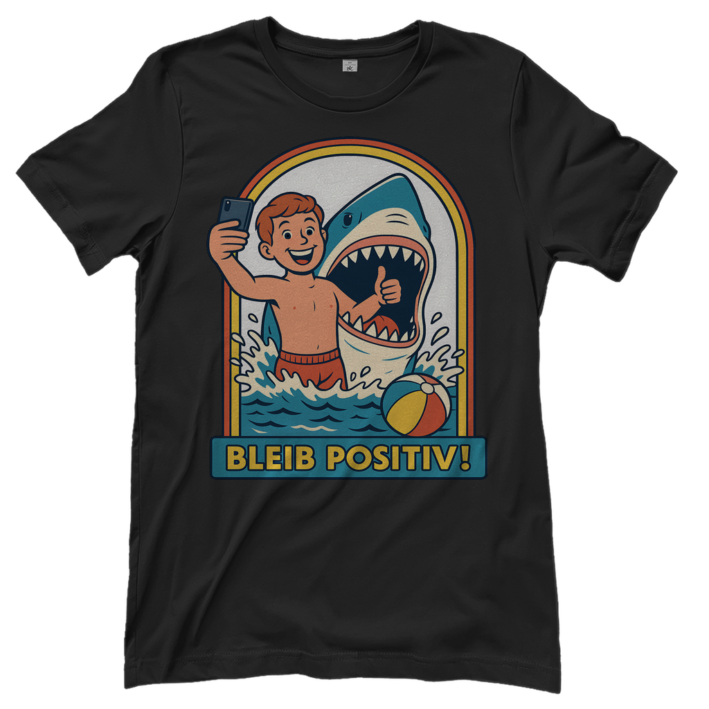 Bleib Positiv Hai Selfie Retro - Damen T-Shirt Black