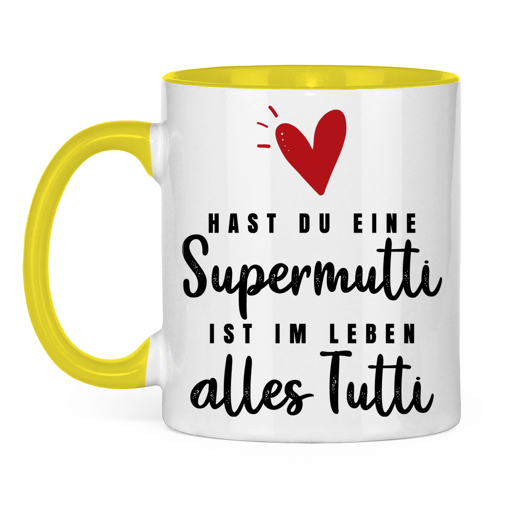 Hast du eine Supermutti ist im Leben alles Tutti - Tasse zweifarbig