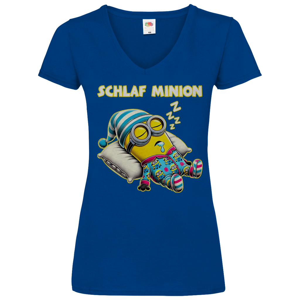 Schlaf Minion - V-Neck Damenshirt