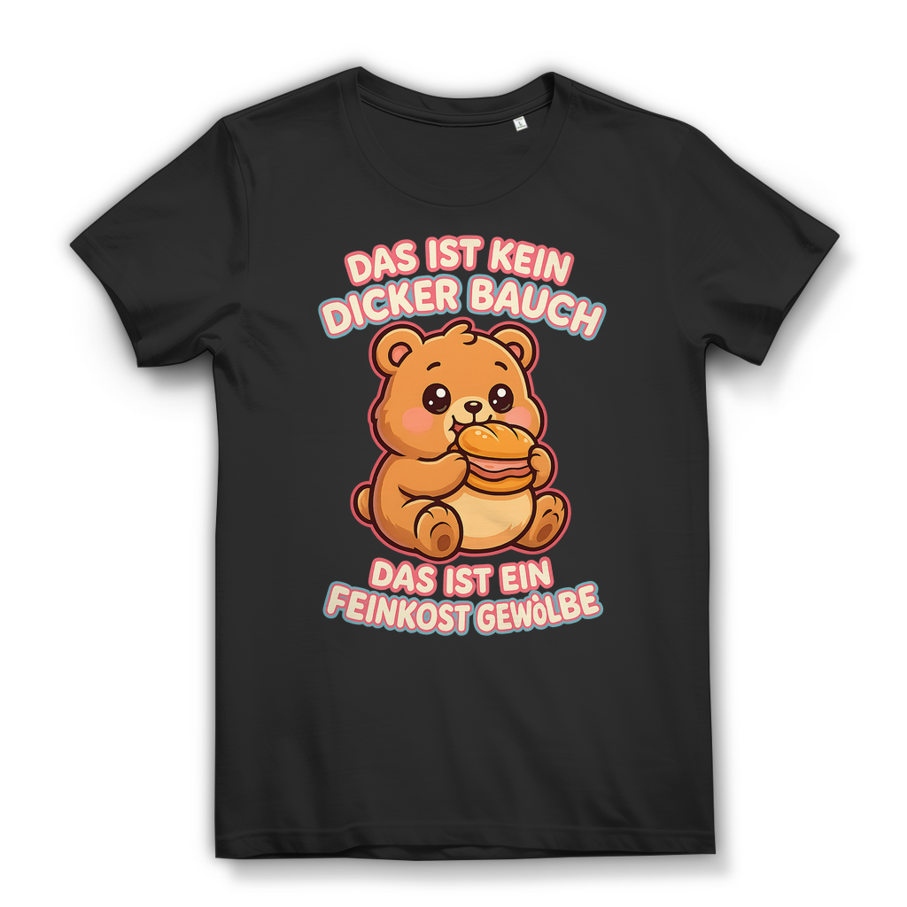 Damen Premium Bio T-Shirt Das Ist Kein Dicker Bauch Das Ist Ein Feinkost Gewölbe Teddybär Black