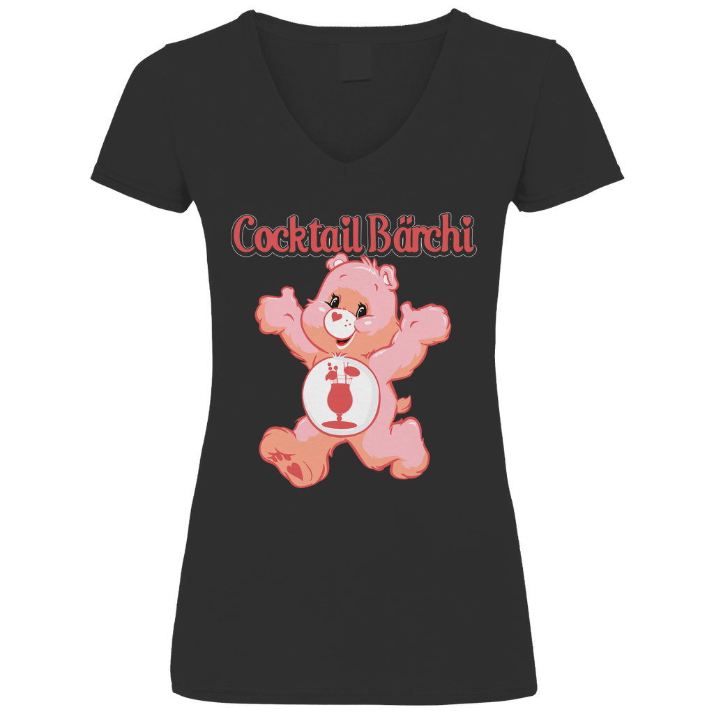 Cocktail Bärchi - Glücksbärchi - V-Neck Damenshirt Black