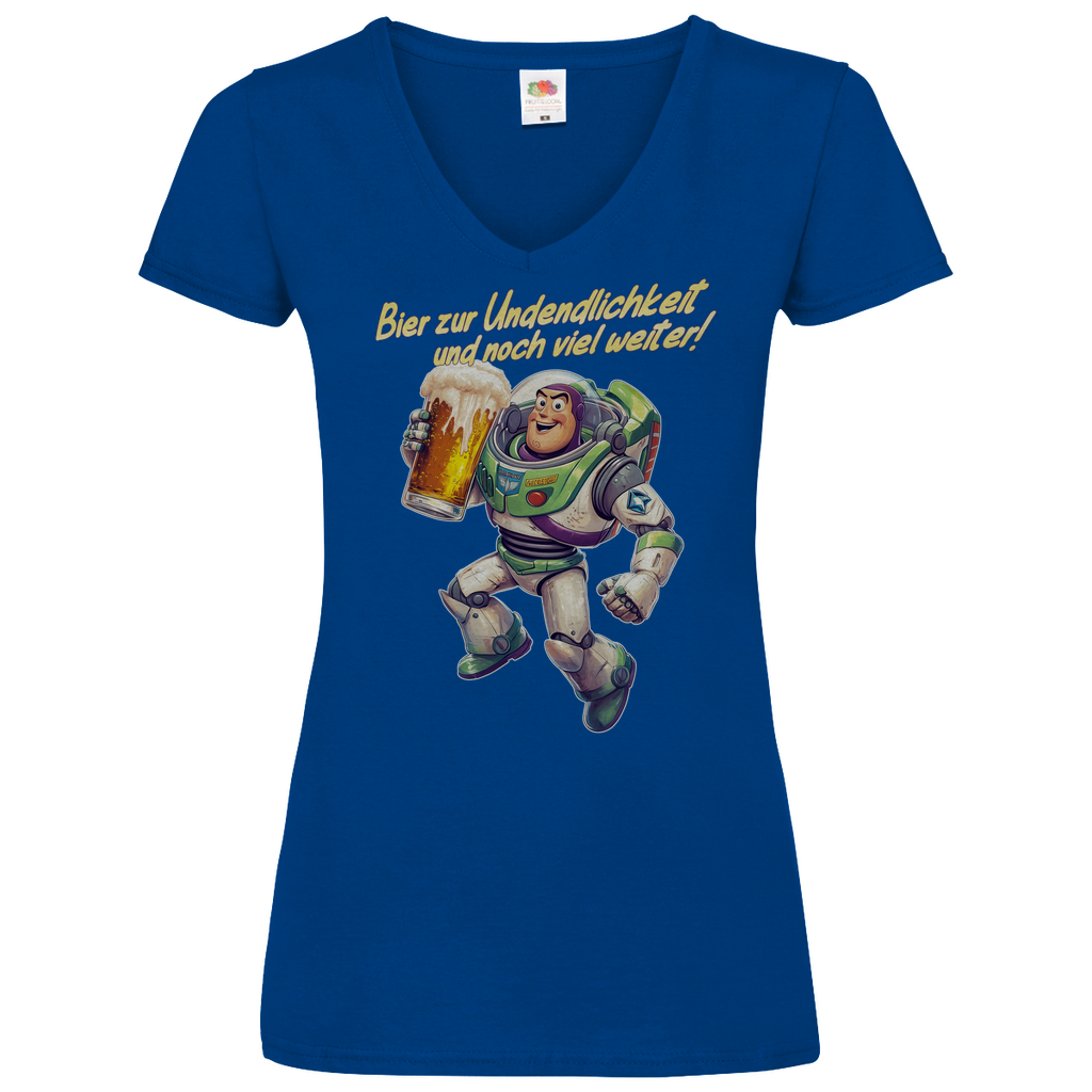Bier zur Unendlichkeit und noch viel weiter - Buzz Lightyear Toy Story - V-Neck Damenshirt Royal Blue
