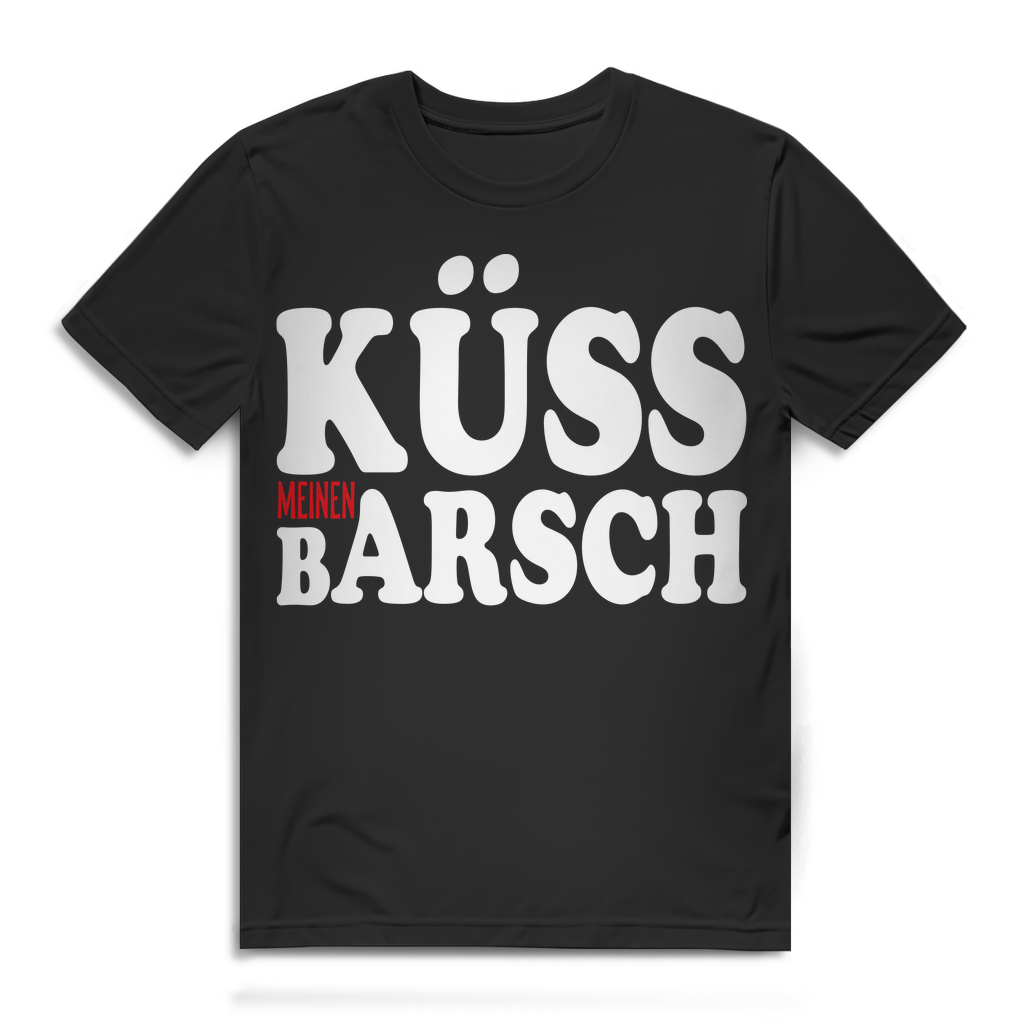 Herren T-Shirt Küss meinen Barsch Angler Shirt Bio Baumwolle Black