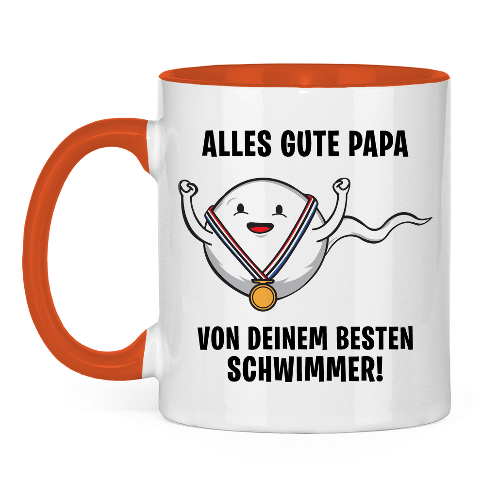 Alles gute Papa von deinem besten Schwimmer! - Tasse zweifarbig Orange