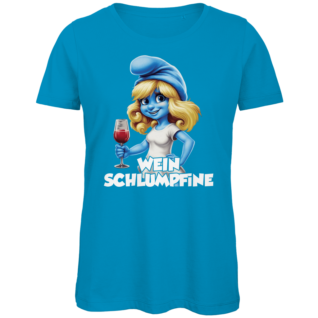 Wein Schlumpfine Grafik - Damen Premium Bio T-Shirt Atoll