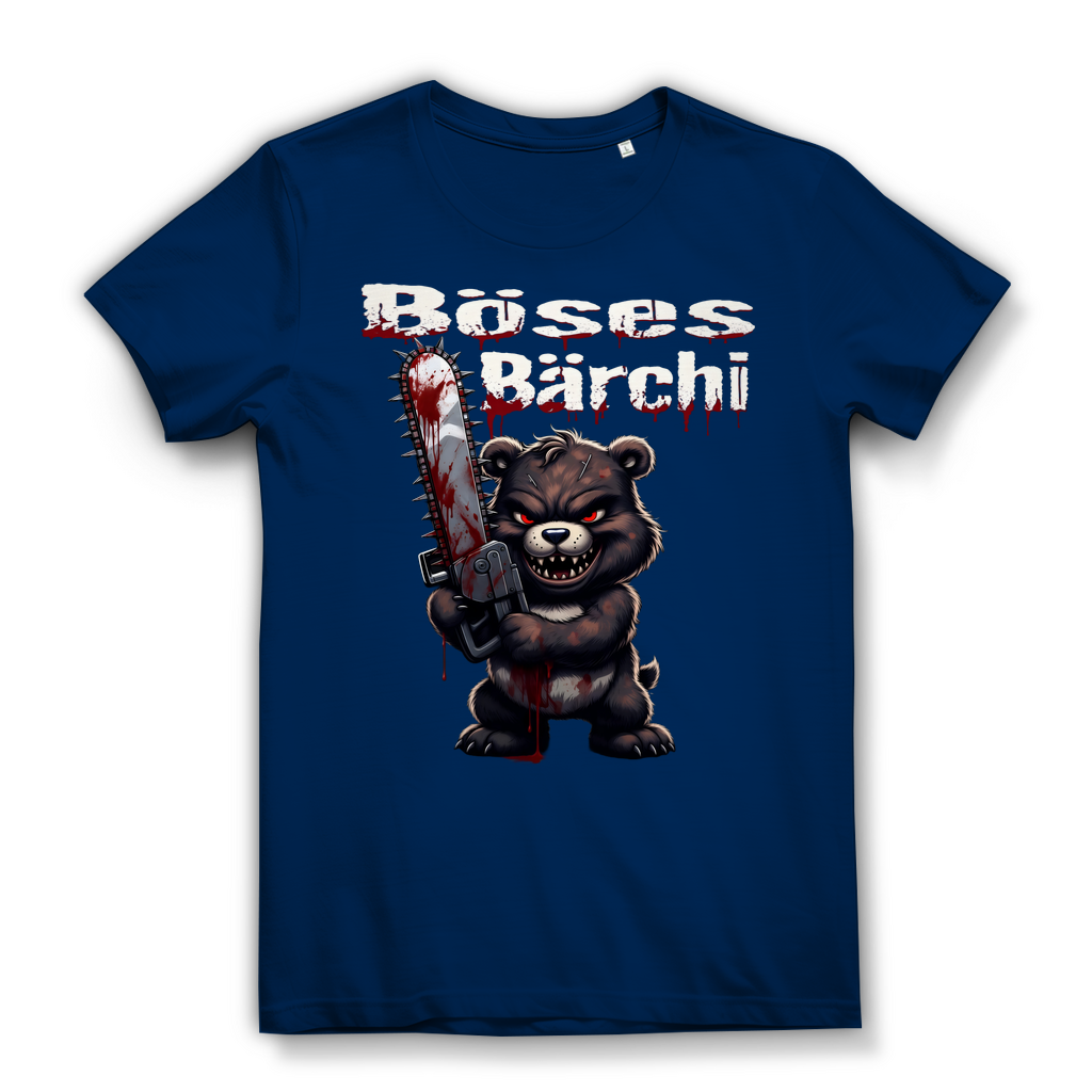 Böses Bärchi Kettensäge Damen Premium Bio T-Shirt Navy