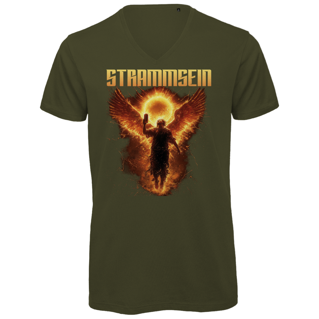 Strammsein Du Ich Wir Bier - Herren Premium Bio V-Neck T-Shirt Khaki