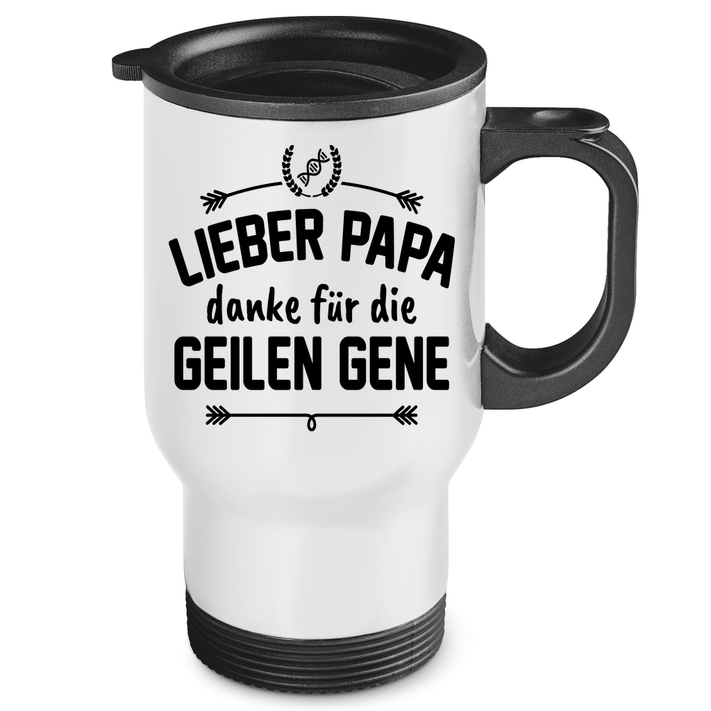 Lieber Papa danke für die geilen Gene - Edelstahl-Thermobecher White One size