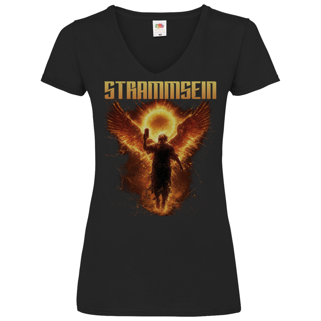 Strammsein Du Ich Wir Bier - V-Neck Damenshirt Black