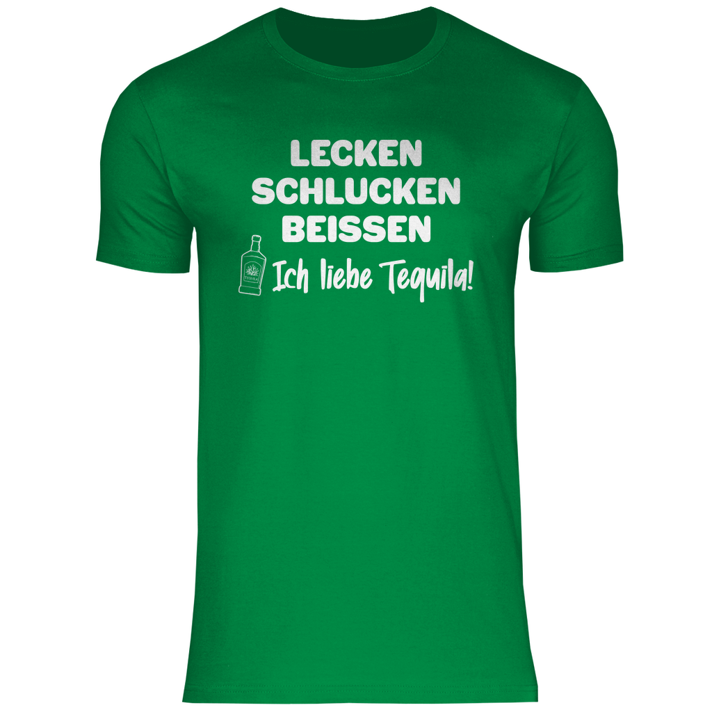 Lecken Schlucken Beissen ich liebe Tequila - Herren Shirt Kelly Green